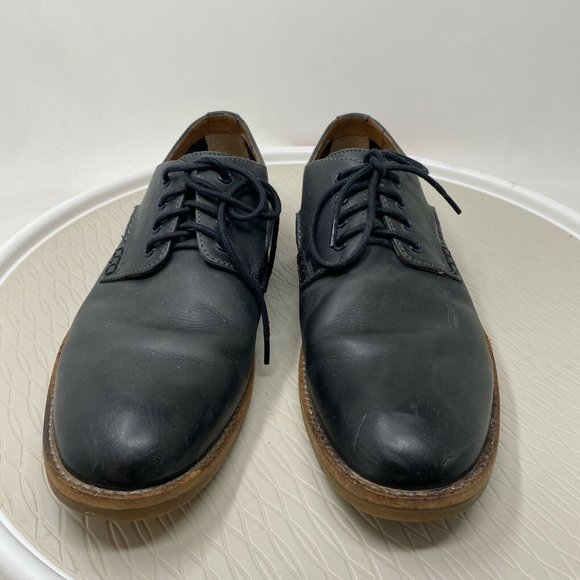 Clarks Men Oxford Shoes 8.5 Blue Leather Lace Up Casual Round Toe Comfort - Picture 2 of 12
